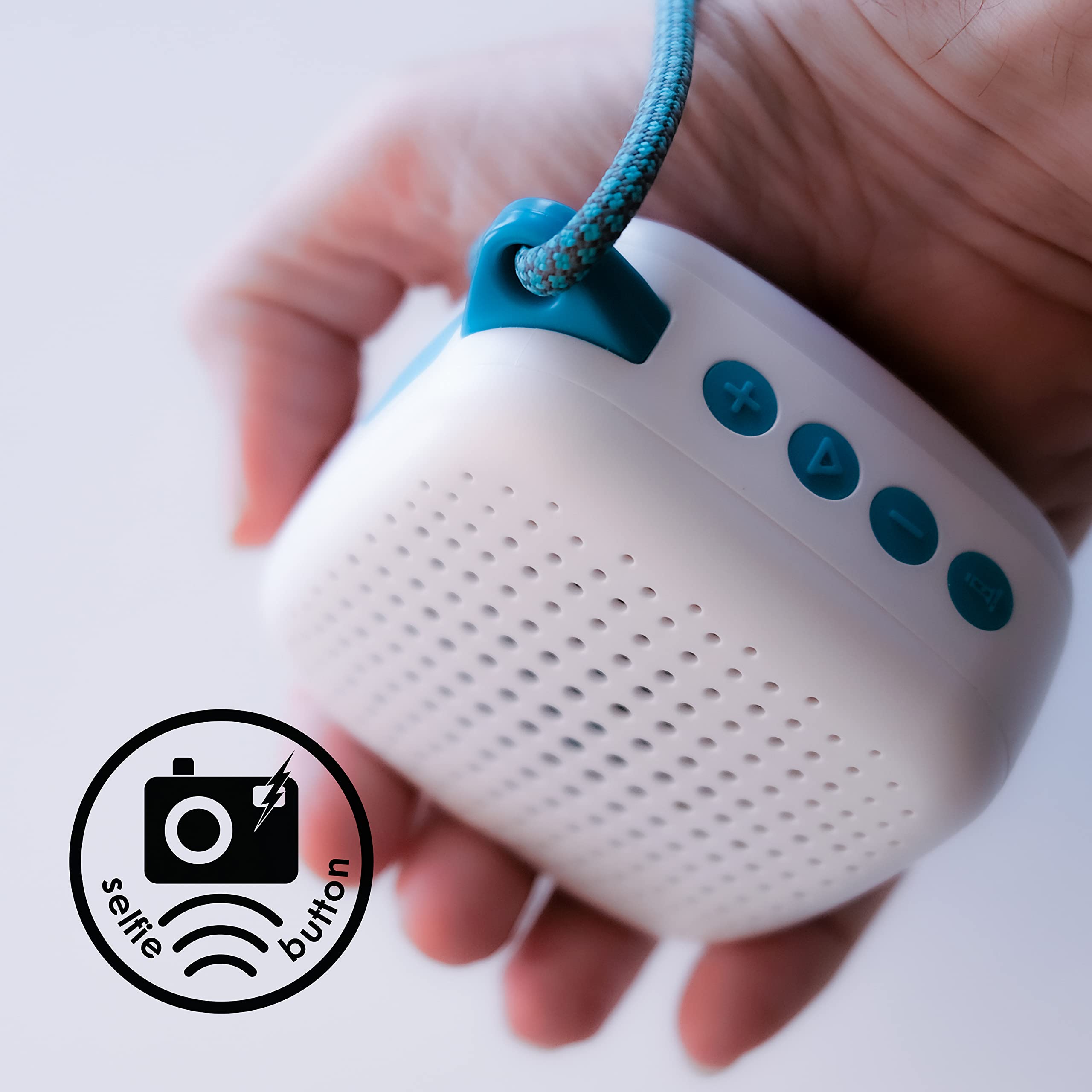 Boompods RHYTHM - SELFIE wodoodporny głośnik z pokazem świetlnym, IPX7 w pełni wodoodporny, oświetlenie dyskotekowe, przycisk selfie