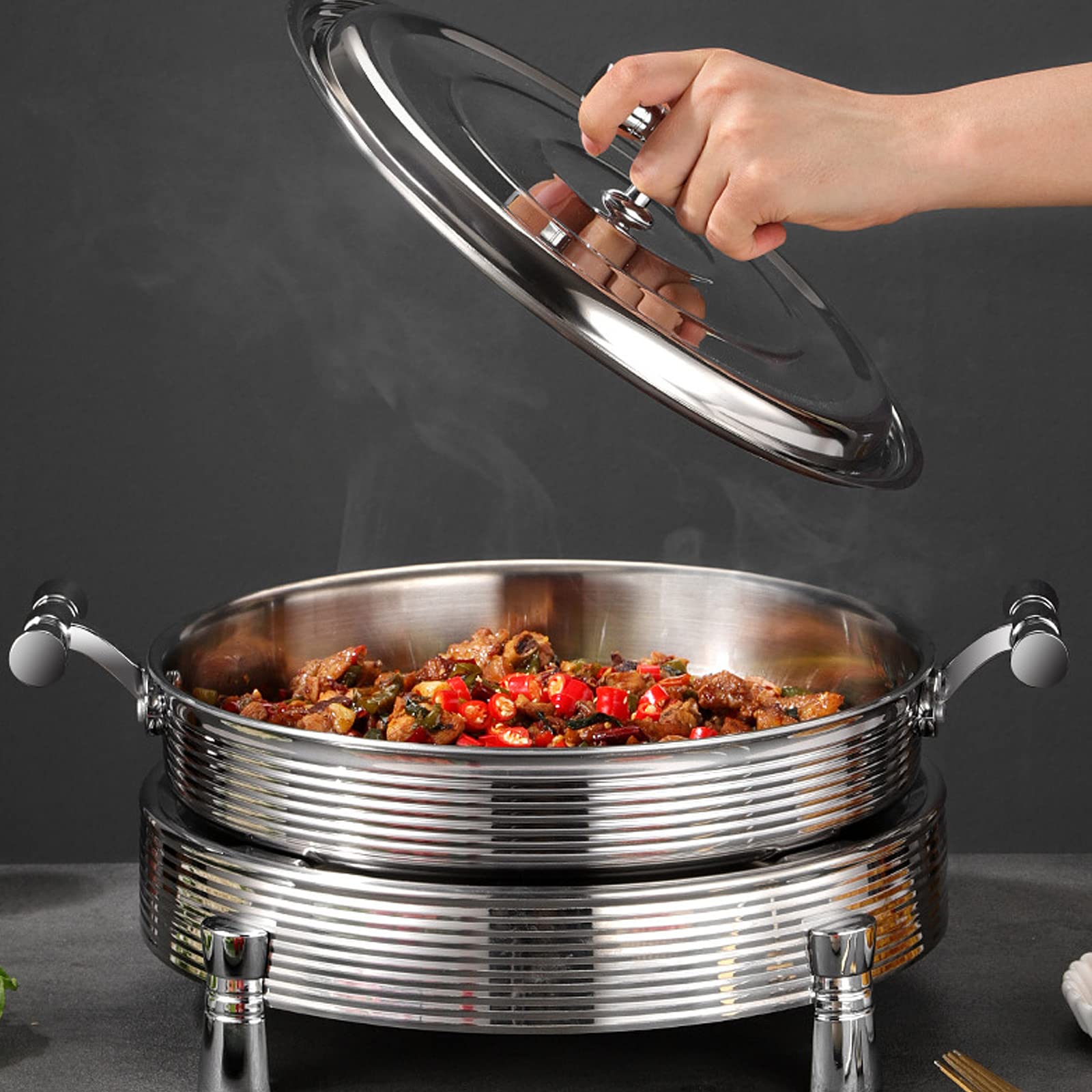 Hornillos de Acampada, Acero Inoxidable Estufa de Alcohol con Olla, Juego de Utensilios hornillo de Alcohol Portátil, Quemador de Alcohol para Uso en Interiores,Silver