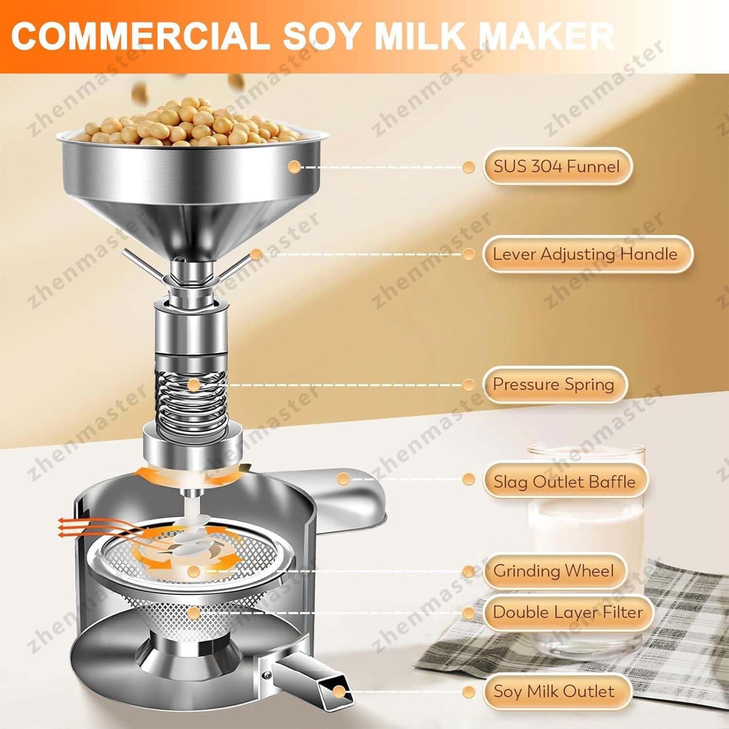 Przemysłowa Maszyna Do Mleka Sojowego 25kg/h, Automatyczna Separacja Pulpy, Młynek Ze Stali Nierdzewnej 1100W, Do Tofu I Napojów Roślinnych, Dla Gastronomii