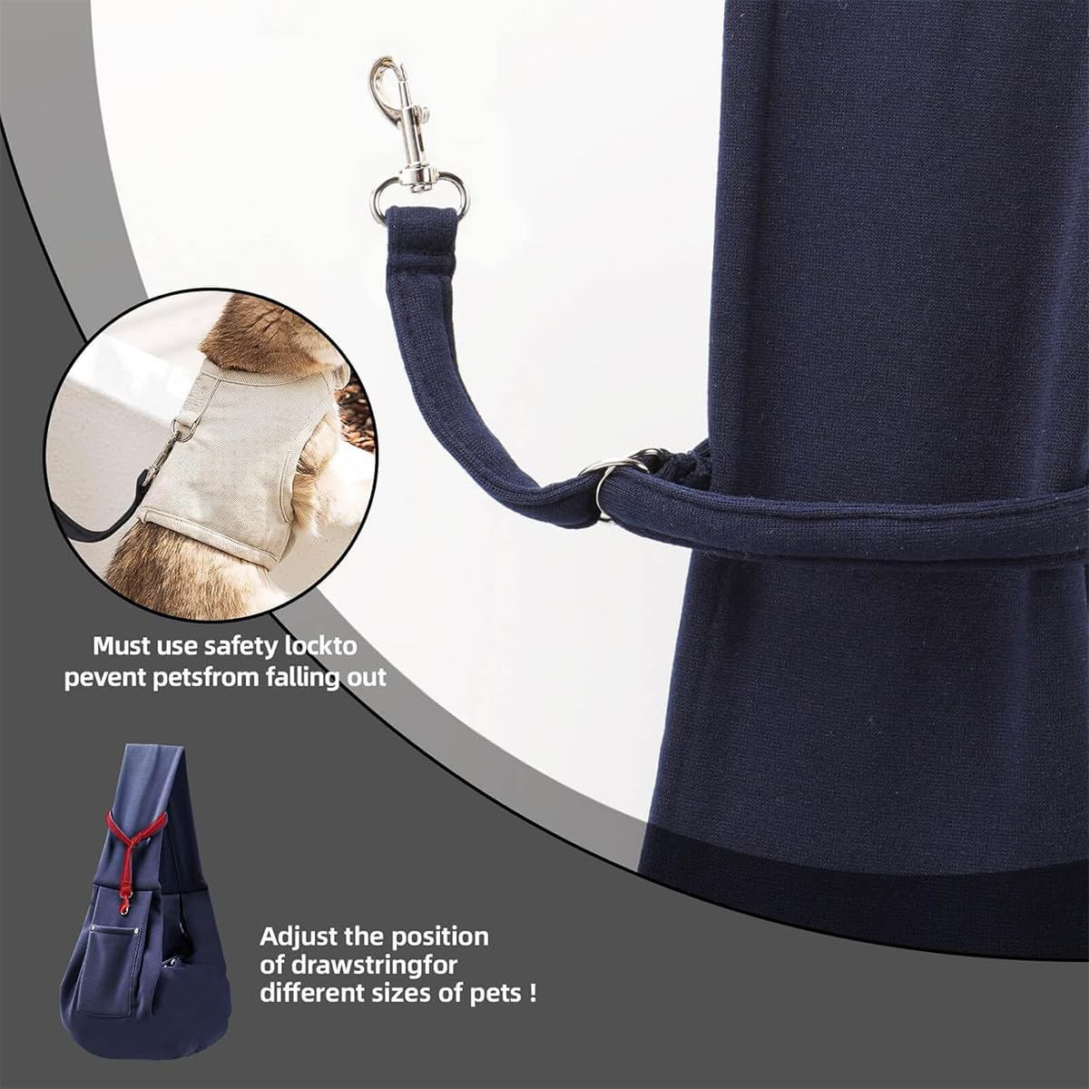 YISIMIN Puppy Carrier Sling, Reversible Dog Sling Carrier for Small & Medium Dog Cat, Hand-Free Dog Sling Carrier with Pocket - Image 4
