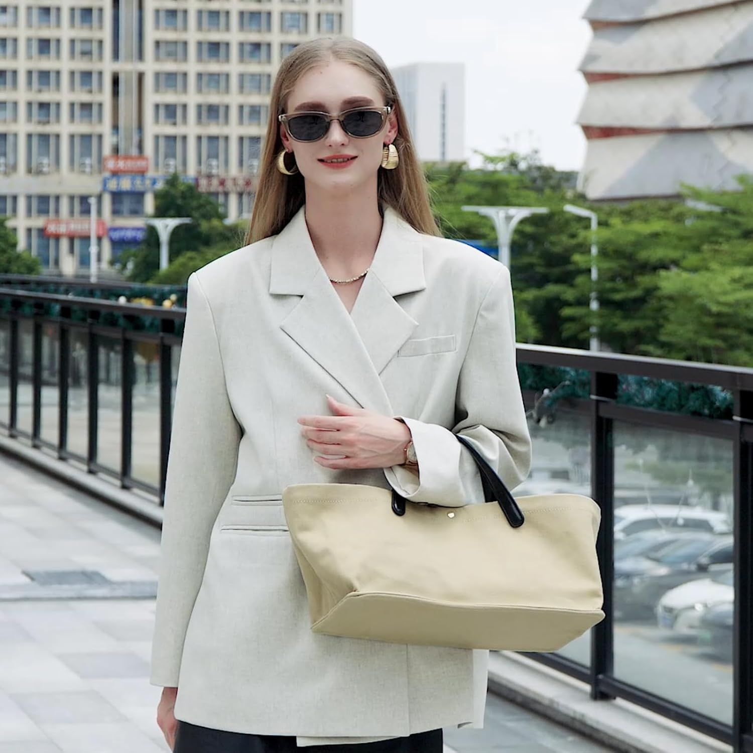 Travistar Large Tote Bag for Women - Canvas Work Bags Crossbody Handbags Shoulder Top Handle Purse 2Pcs with Detachable Strap - Image 9