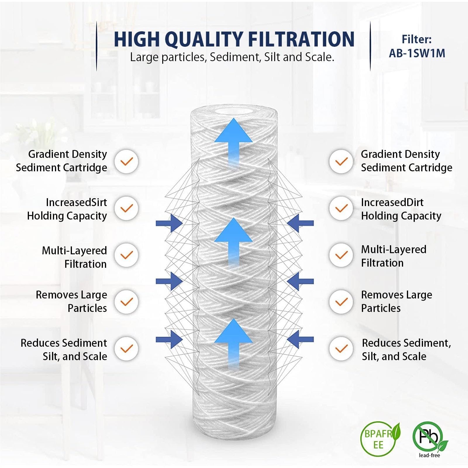 12 cartucce filtro acqua avvolte in corda da 10'' x 2,5'', di ricambio, filtri per sedimenti da 5 micron per tutta la casa, per acqua di pozzo