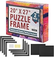 Vista 1 de Impresa Kit de marcos de exhibición para rompecabezas – Paquete de 2 marcos negros mate a presión – Fácil montaje y colgar en la pared