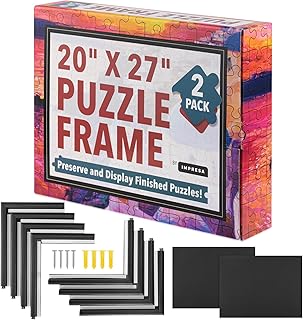 [2 Pack] Puzzle Frame Kit to Display Your Puzzles - Easy to Assemble Frames for Puzzles - Puzzle Mounting Kit w/Black Jigsaw Puzzle Frames & Screws - Puzzle Picture Frames - Puzzle Frame 20x27