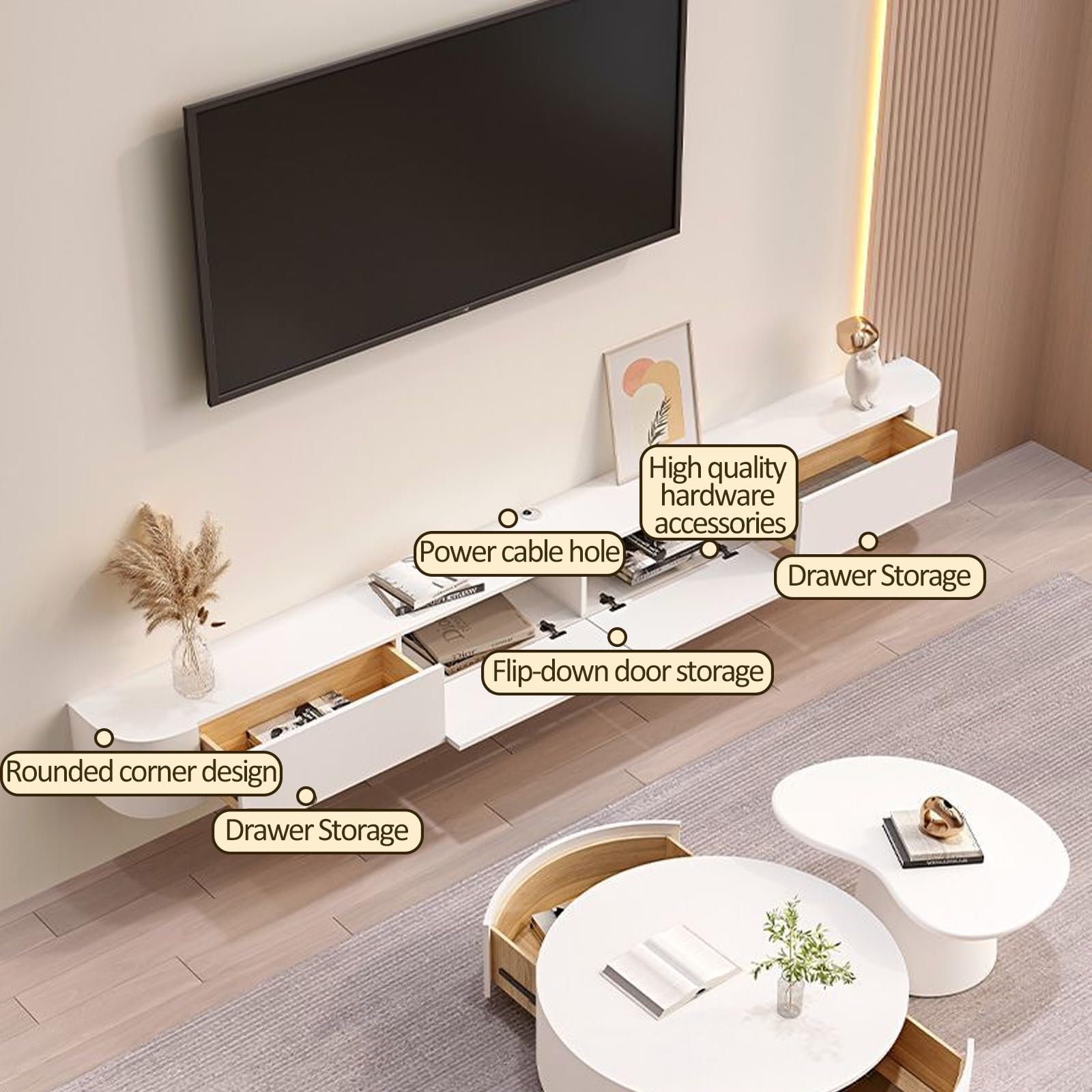 Mueble Tv Suspendido Ribanedy Moderna | Consola De Medios De  Entretenimiento Montada En La Pared |, image size:1600x1600