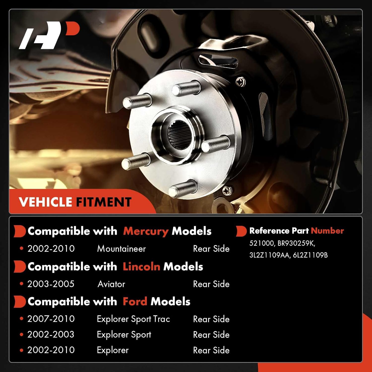 A-Premium Rear Wheel Bearing and Wheel Hub Kit with 5-Lug Compatible with Ford Explorer 2002-2010, Explorer Sport 2002-2003, Explorer Sport Trac 2007-2010