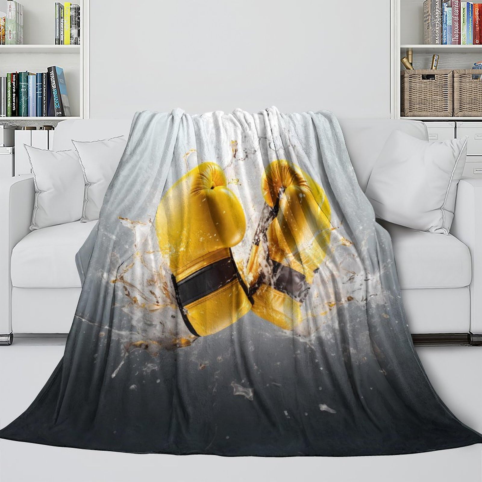 stampa 3D boxing gloves coperta microfibra biancheria da letto compatta e morbida coperta da viaggio leggera per regali per amici viaggiatori sports action 80×90inch(200x230cm)