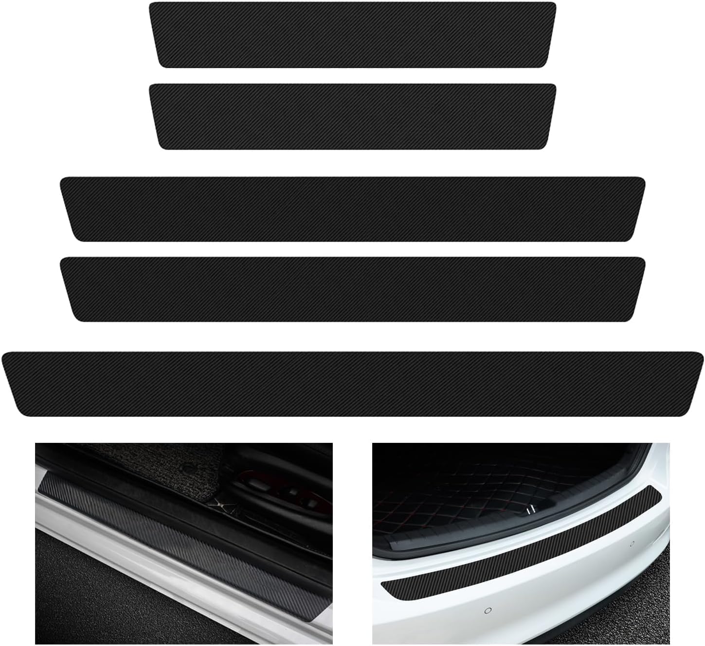 GXFCPG Carbon Fibre Scuff Plates Fit for FIAT 500 500C Acciaio Porta, Door Sill Protectors 5-Pack Self-Adhesive Anti-Scratch Guards Durable Waterproof Kick Plates