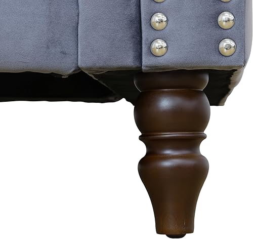 Miniatura 6 de Moderno conjunto de sofá Chesterfield de terciopelo de lujo, sillón de franela, reposabrazos enrollados tapizados para sala de Estar, dormitorio,
