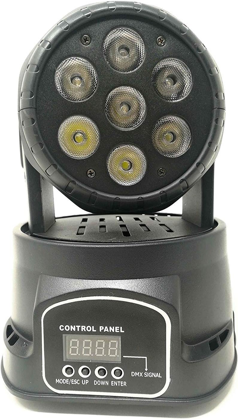 PROIETTORE LED RGB TESTA ROTANTE MOBILE EFFETTI DISCO 7 LED 10W Led wash DMX, TESTA GIREVOLE