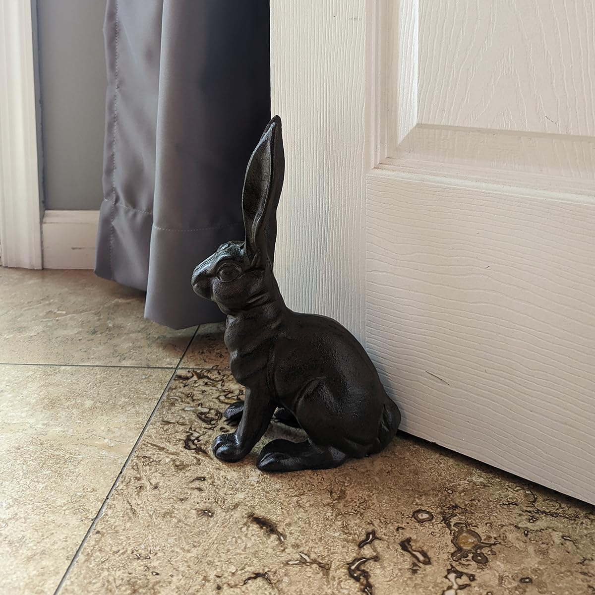 Treasure Gurus Cast Iron Rabbit Door Stop Stopper Metal Outdoor Patio Yard Art Garden Statue Home Decor Brown