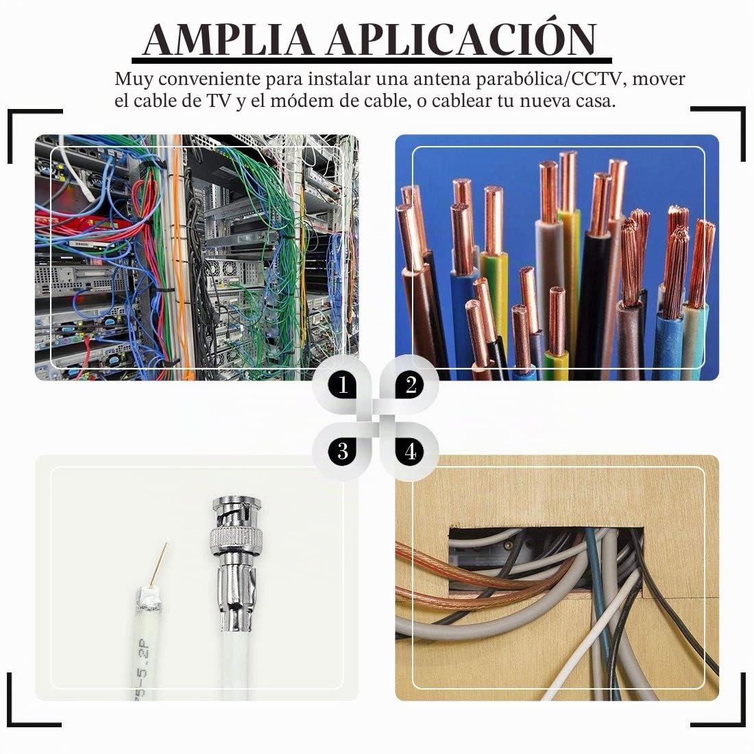 Glarks juego de herramientas de cable coaxial, herramienta de crimpado de conector coaxial RF + pelacables coaxial + conectores macho de crimpado BNC/UHF + cortador de alambre + destornillador