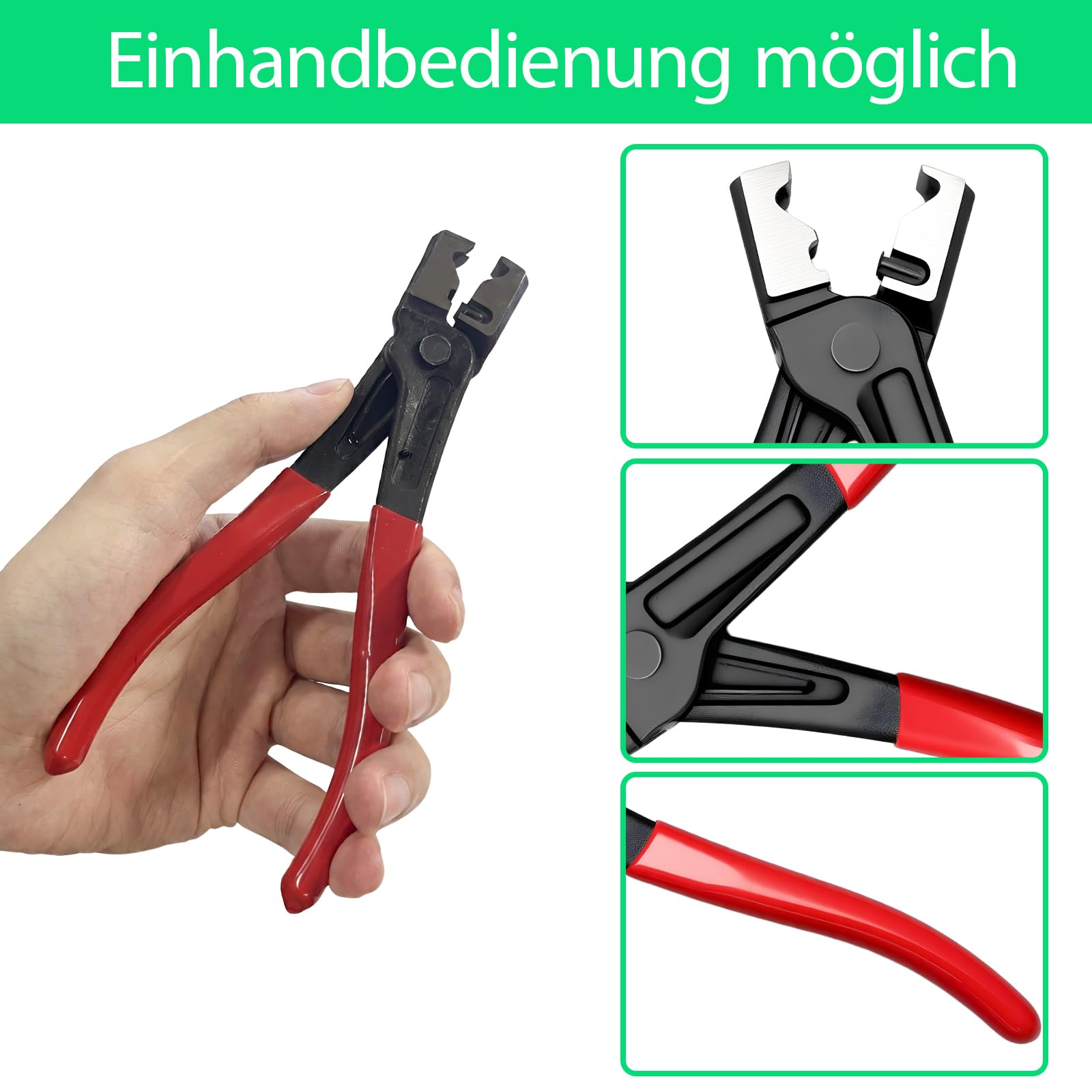 Schlauchschellen Set 180-teilig – 304 Edelstahl Einohr-Klemmen stufenlos (5,3-33,1 mm) mit robuster Ohrklemmenzange – Rostfreie Schlauchklemmen für KFZ, Wasser- und Kraftstoffleitungen