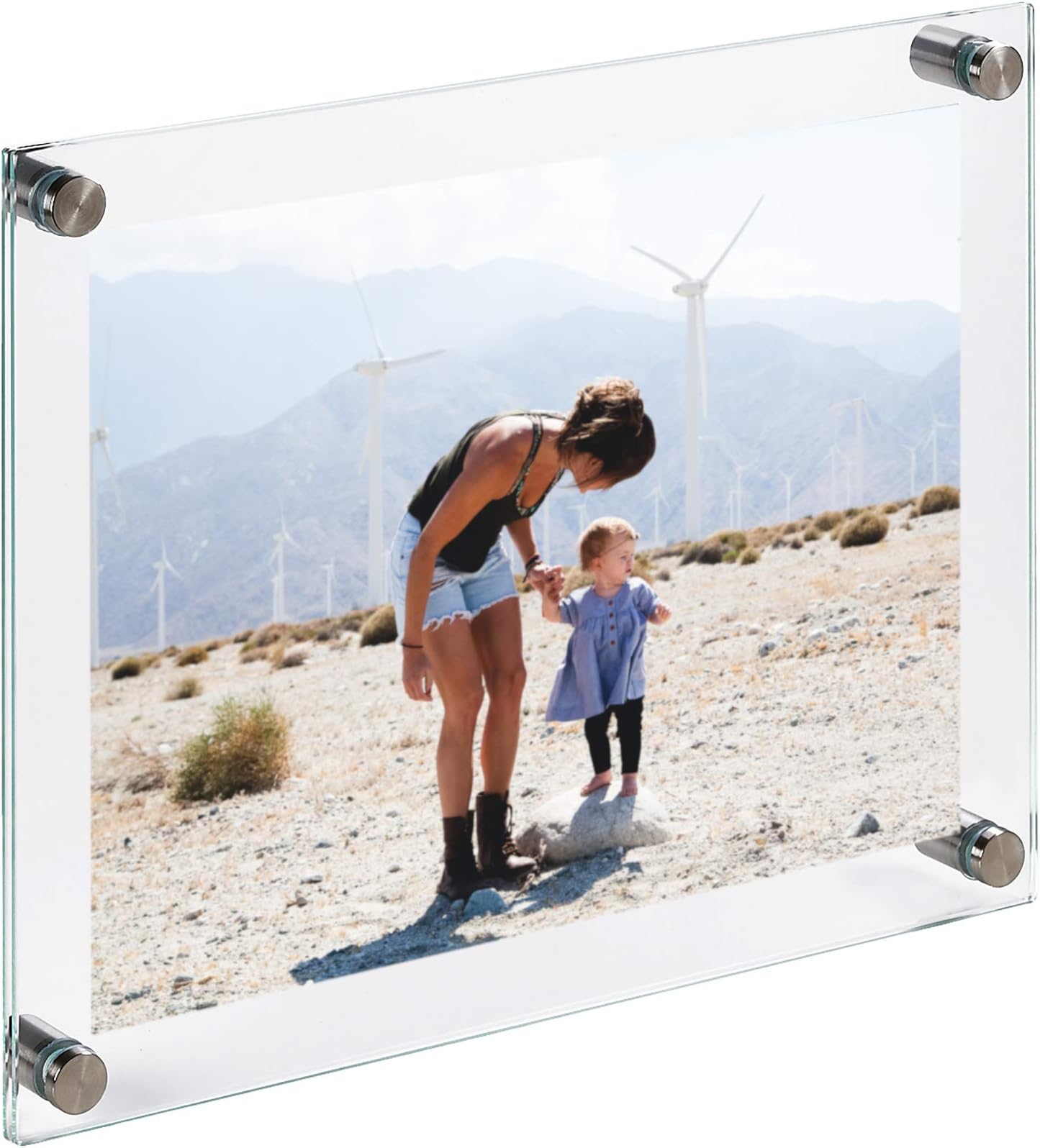 Clear Tempered Glass Floating Picture Frame 8.5 x 11 Inch (A4 size) Wall Mount or Hang - Farmless Double Glass Photo Frame for Certificate, Diploma, Degree, Art (Full Size 9.5 x 12 Inch)