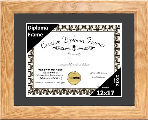 Vista 54 de Creative Picture Frames Marco de diploma con acabado de roble de 8 x 10 pulgadas, con caballete de vidrio negro y colgadores de pared instalados