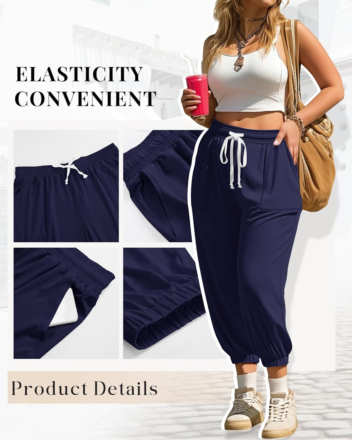 Neer 3 Pack Women's Plus Size Capri Joggers Sweatpant Cropped Yoga Legging Drawstring Pocket Casual Workout Baggy Pant - Image 5
