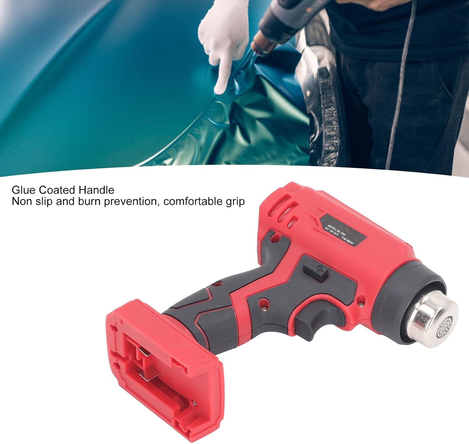 Cordless Heat Gun With 4 Nozzles Fast Heating 400℃ High Temp Hot Air Gun Kit for Shrink Tubing Crafts Paint Removal Electronic Equipment Maintenance