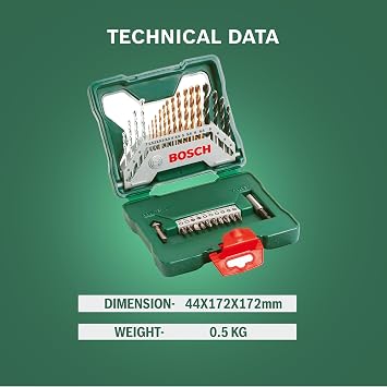 Bosch Home and Garden X/Line 30 Parça Titanyum Aksesuar Seti, Matkap uçları, Vidalama uçları, Üniversal Tutucu, Havşa açıcı, Uzun Ömürlü, Yeşil