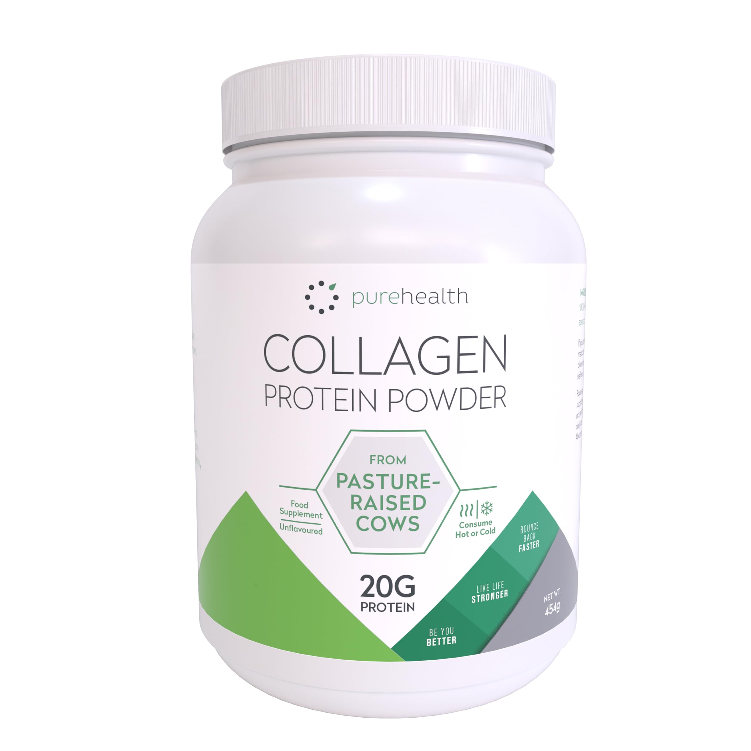 Unflavored Collagen Powder Supplement 454g | 20g of Protein Per Serving | 100% Pasture Raised Hydrolysed Collagen