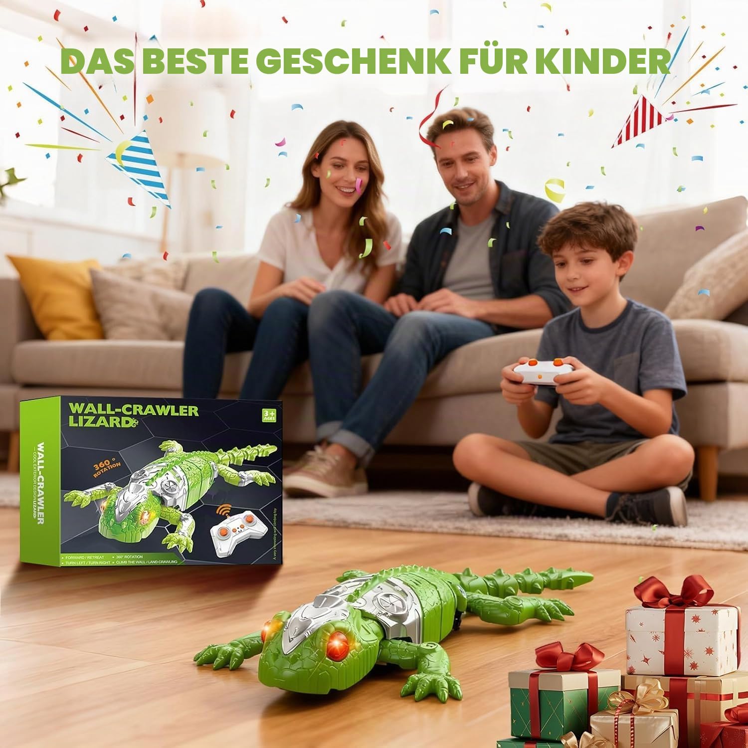 Gecko Ferngesteuertes Klettertier – Realistische ferngesteuerte Eidechse, Bewegung an Wänden und Glas, interaktives Spielzeug für Kinder – CLIMBKO