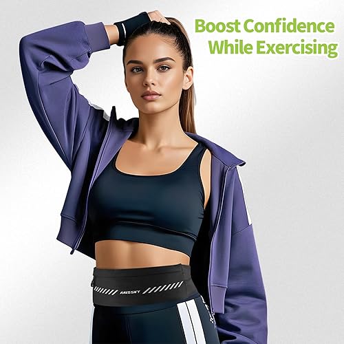 Miniatura 9 de Cangurera delgada para correr para hombres y mujeres, soporte para teléfono para correr, riñonera, cinturón de dinero con 3 bolsas separadas para