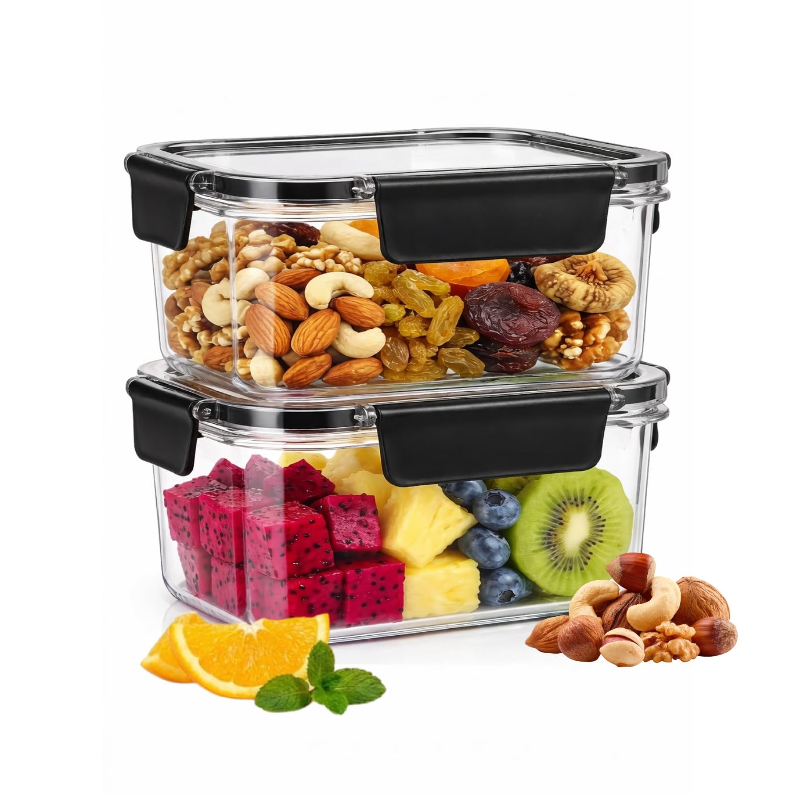 GO STORE Airtight, Leakproof Set of 2 (500 ml) Container for Fridge Organizer Plastic Storage Boxes Set Durable Odor Free, BPA Free for Vegetables Box, Kitchen (Black)-image-6