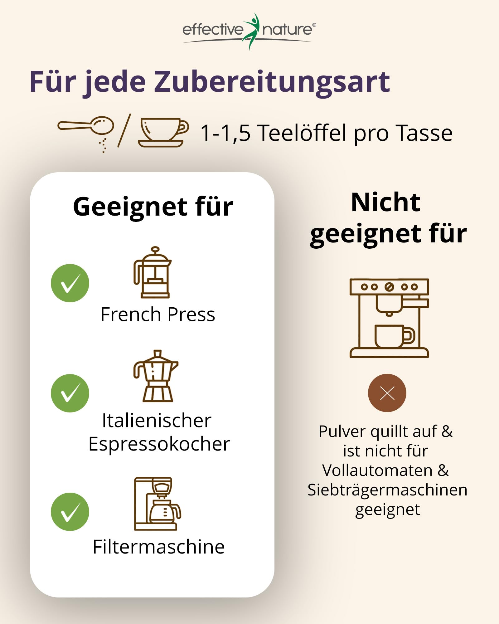 effective nature Lupinenkaffee 500 g Pulver - Koffeinfreier Kaffeeersatz aus Süßlupine - Basisch - Vollmundig & Nussig - Regional aus Deutschland