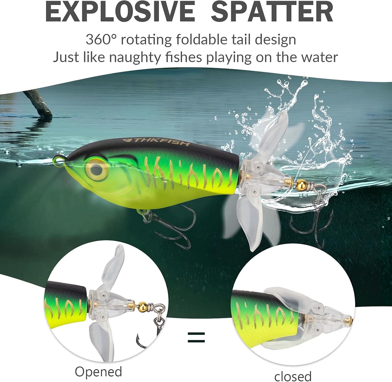 Thkfish トップウォータールアー バス釣り セットダブルブレードスイムベイト3個