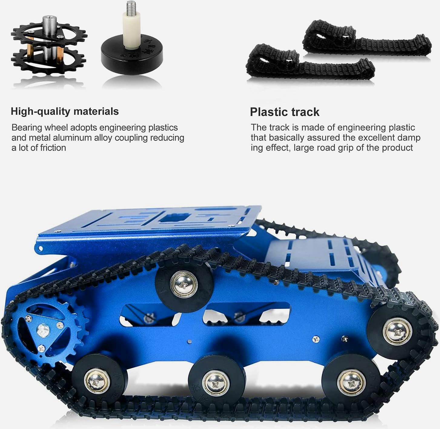 Châssis de voiture avec moteur à engrenages CC, châssis robot absorbant les chocs, plateforme mobile entièrement en métal pour Arduino RaspberryPi Microb Jetson Kit d'apprentissage intelligent de