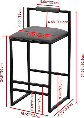 Miniatura 3 de Juego de 2 taburetes de bar de altura de mostrador, sillas de comedor de isla tapizadas sin brazos con patas de metal y reposapiés
