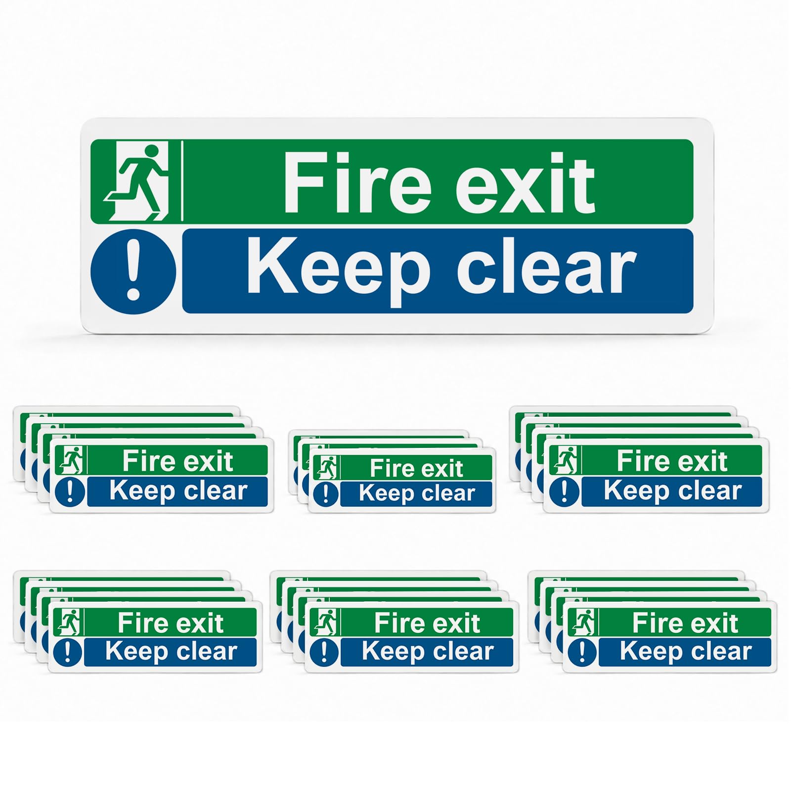 Keep Fire Exit Clear PVC Signs, 24 Pack, 300 x 100 mm