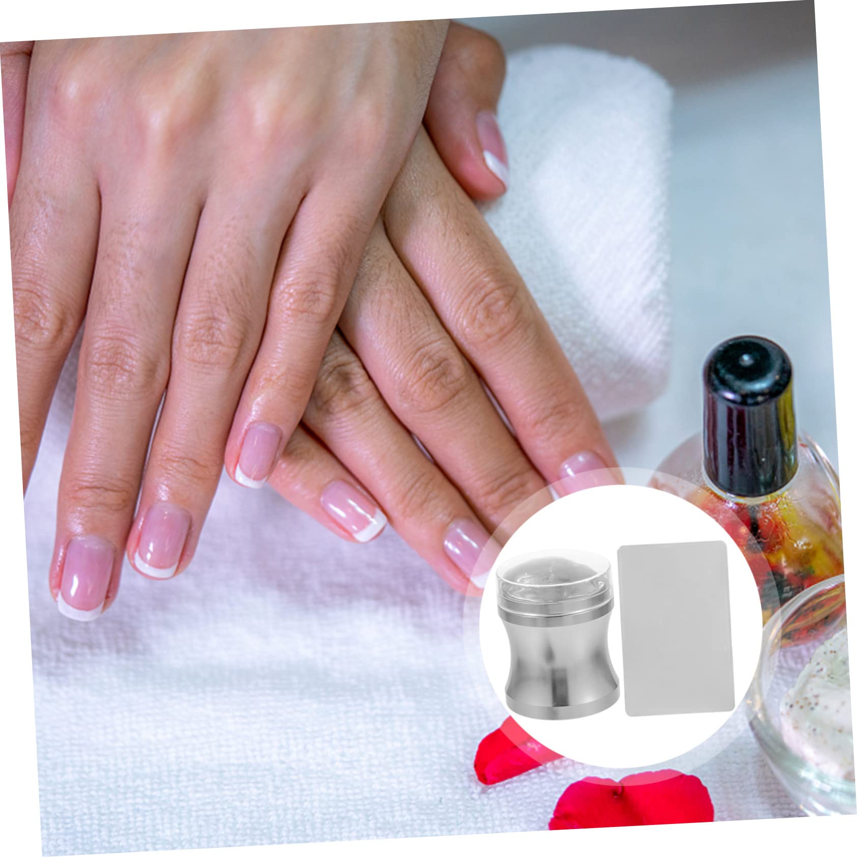 WOONEKY 5 Set Di Stampini Per Nail Art Kit Per Manicure Con Punta Francese Set Di Stencil Per Unghie Per La Progettazione