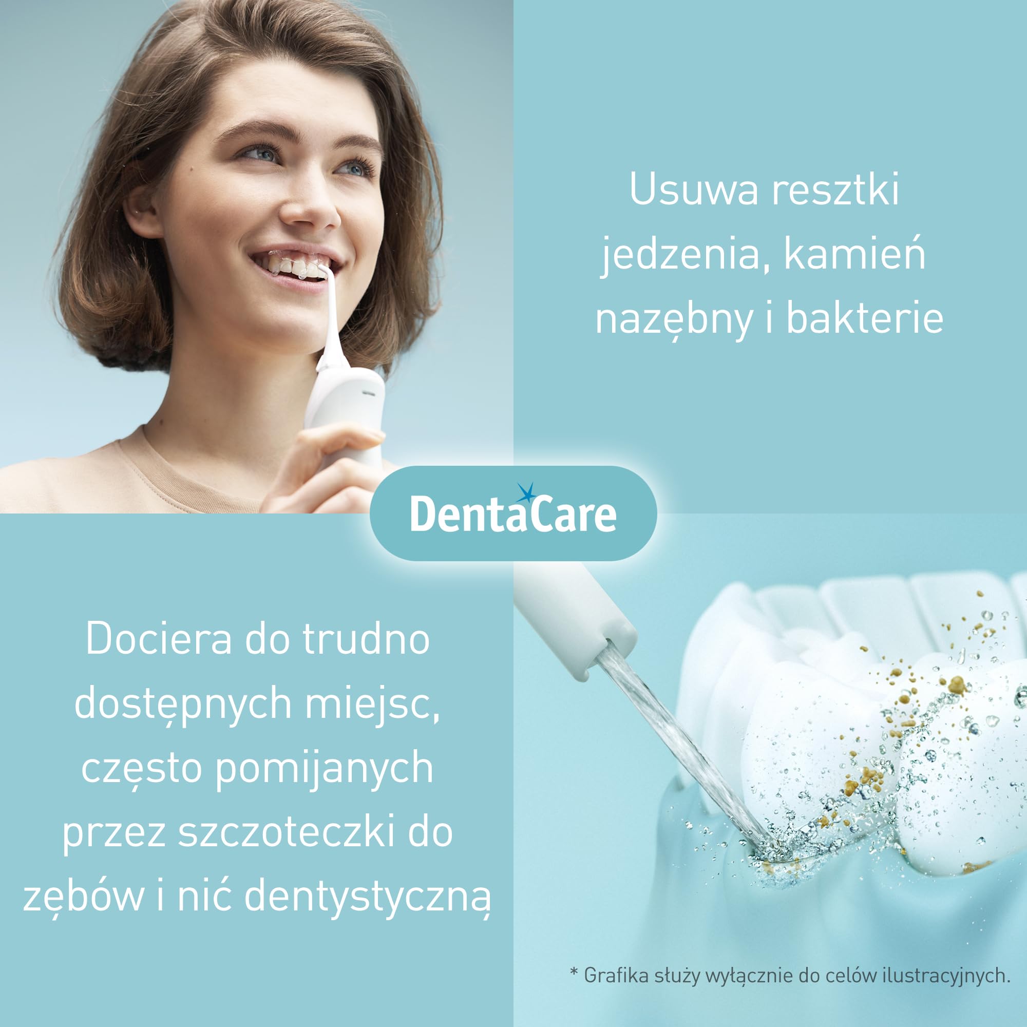 Panasonic EW1311G845 przenośny irygator z 3 strumieniami wody (4 dysze z kolorowymi pierścieniami, ładowarka bezkontaktowa, wodoodporny), biało-zielony