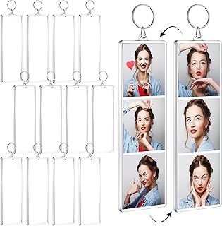 Photo Strip Keychain Frame 2 x 6 Inch Acrylic Photo Booth Keychain Doubl...