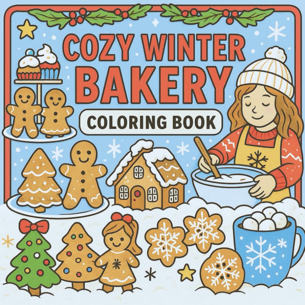 Cozy Winter Bakery Coloring Book: A Cozy Winter Coloring Adventure Filled With Gingerbread Houses, Bakery Scenes & Sweet Holiday Treats