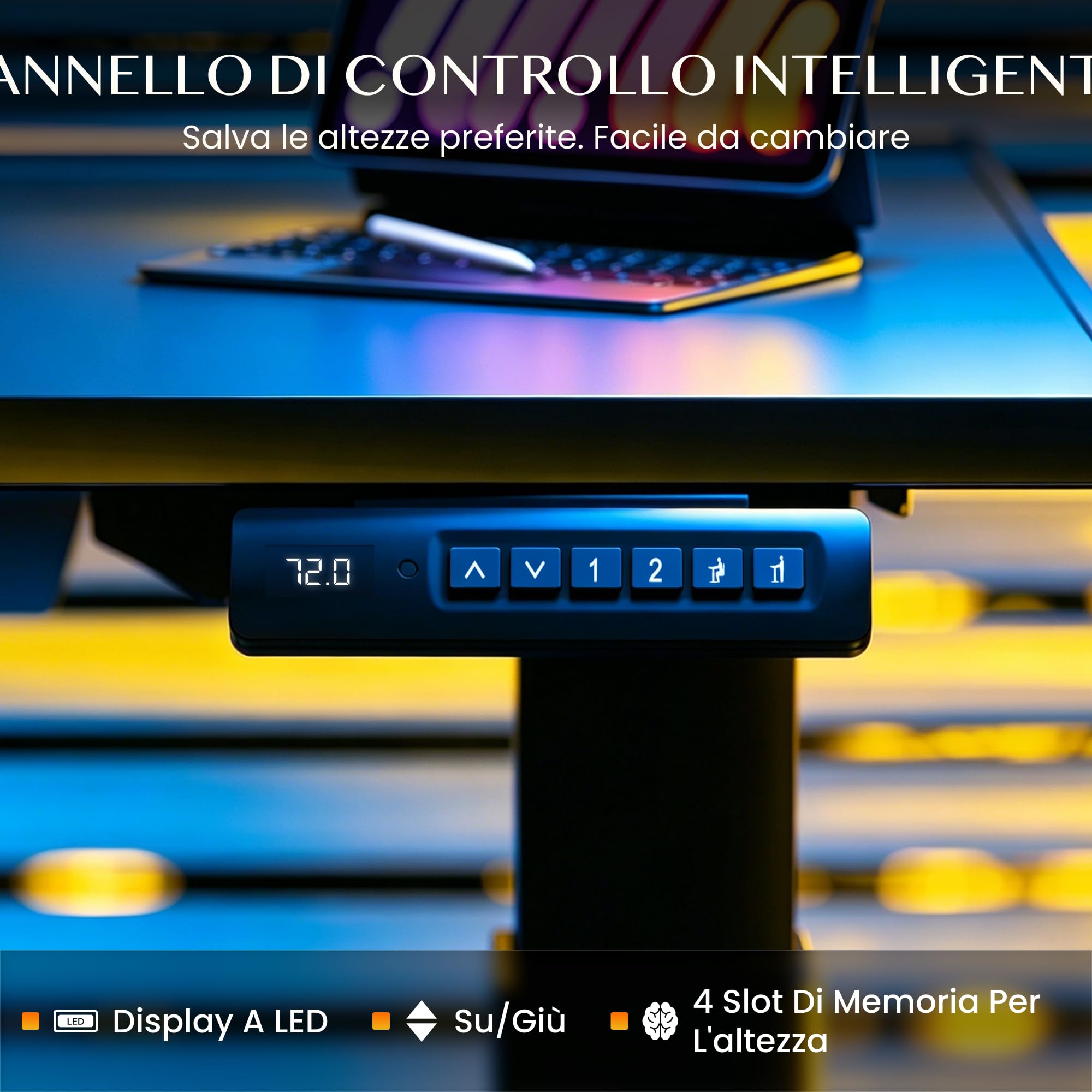 FLEXISPOT Scrivania Gaming Regolabile in Altezza 120x70 cm, Doppio Motore, Illuminazione LED, Gestione Cavi, Portata 120 kg, Piano a 5 Strati, Nero