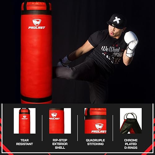 Miniatura 9 de Saco de boxeo pesado sin relleno de 4 pies para patadas, ideal para boxeo, MMA, Muay Thai y Kickboxing para los mejores entrenamientos de fitness