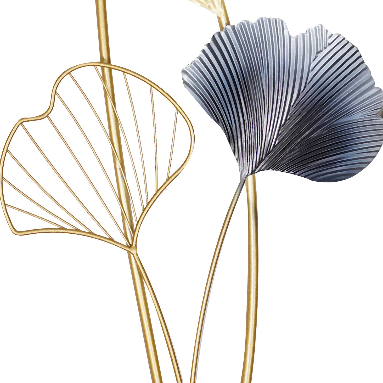 Objeto Decorativo de Pared Ginkgo - Escultura 3D de Hierro para Salón, Dormitorio y Comedor - 2 Piezas