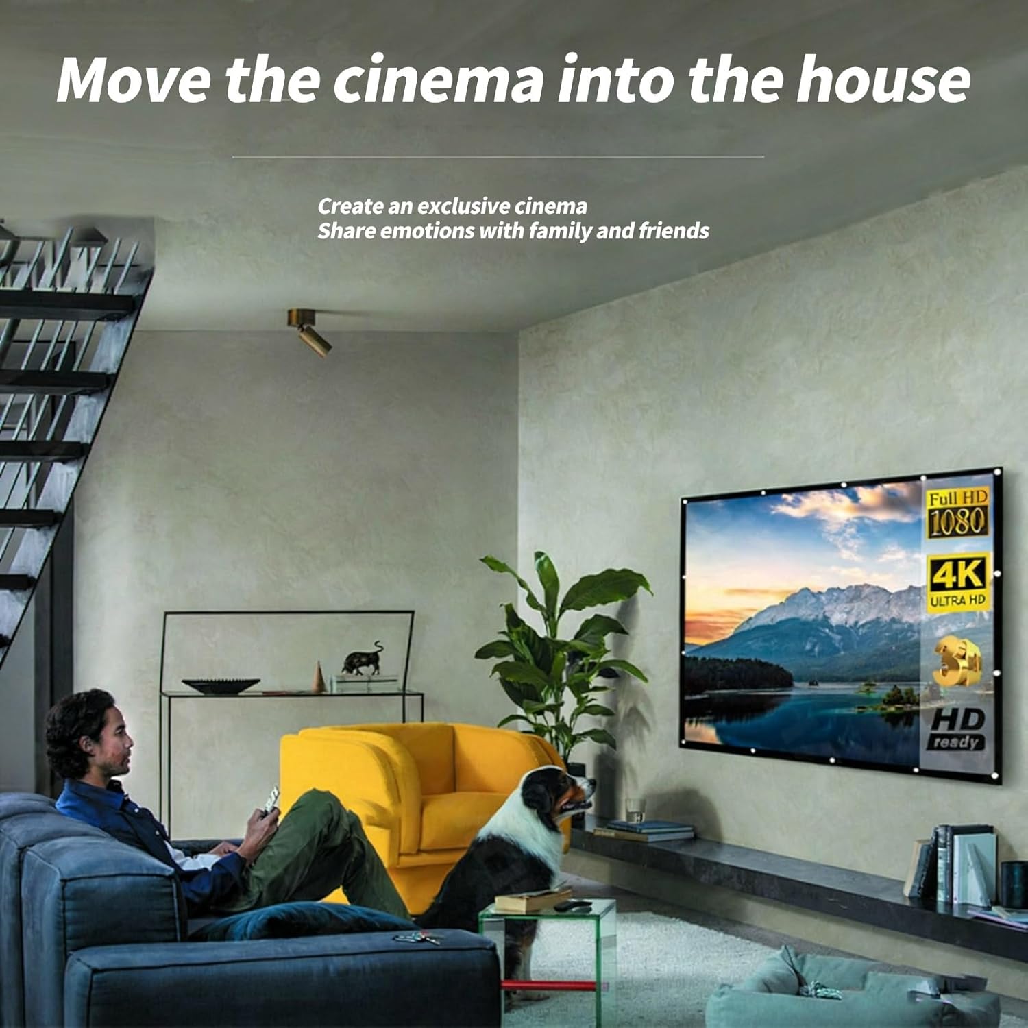 金属フレームプロジェクタースクリーンアンチグレア屋内/屋外使用、迅速な取り付け穴あけ不要広視野投影スクリーン