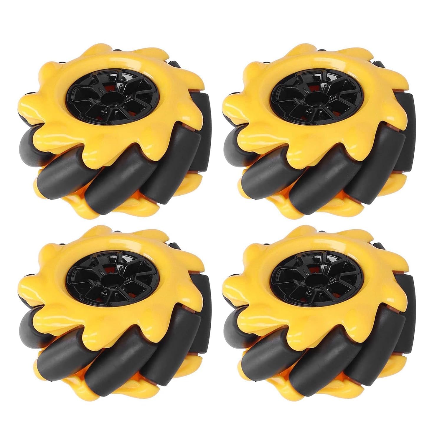 48mm Mecanum Wheel Set 4 Pack for Smart Robot Car Omni-Directional Rubber Wheels Compatible with TT Motor and Building Blocks Yellow Black DIY Robotics Parts Accessories 1