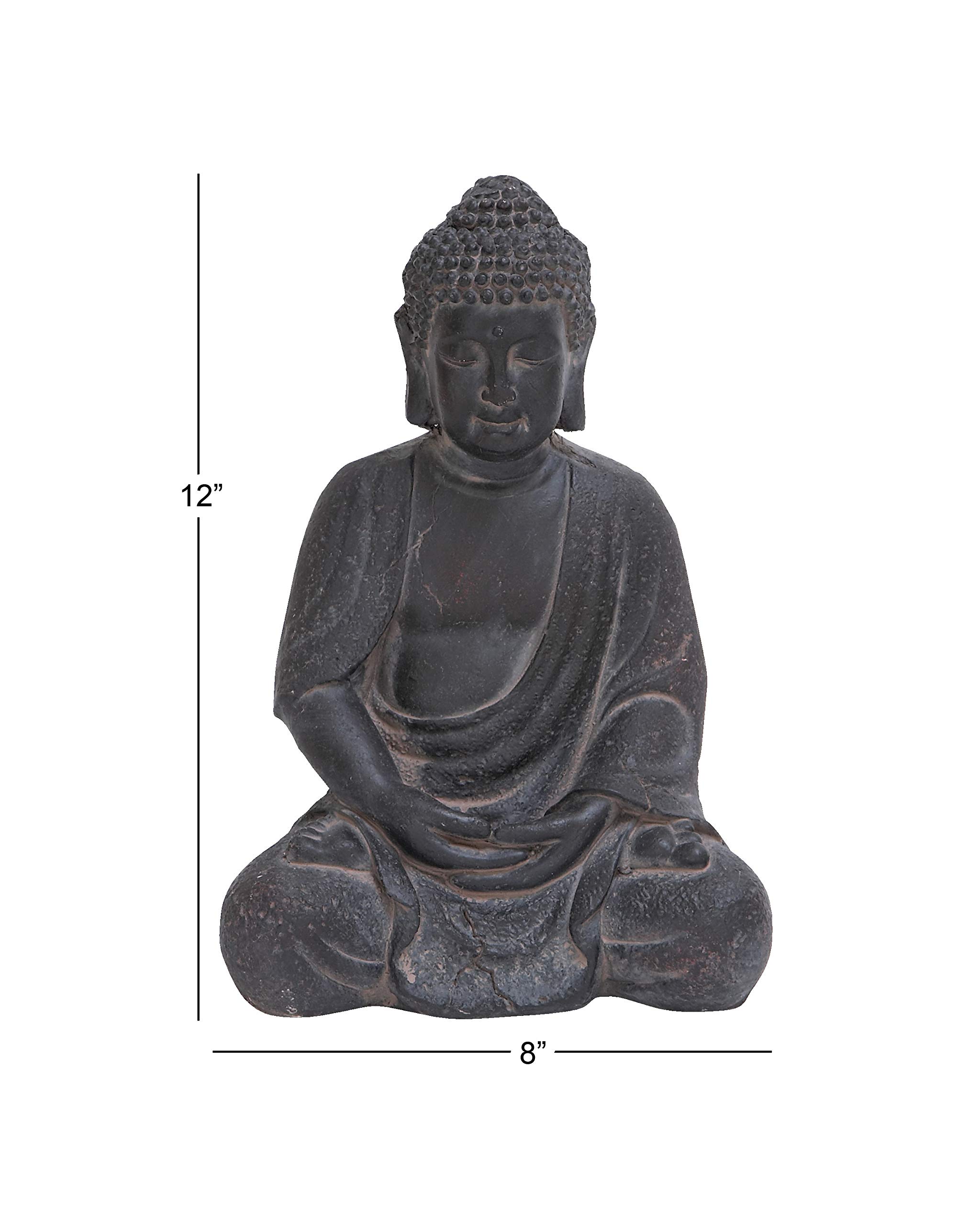 Büyük Beyaz Yıkanmış Siyah Kil Buda Heykeli Masa Dekoru, 8" x 12"
