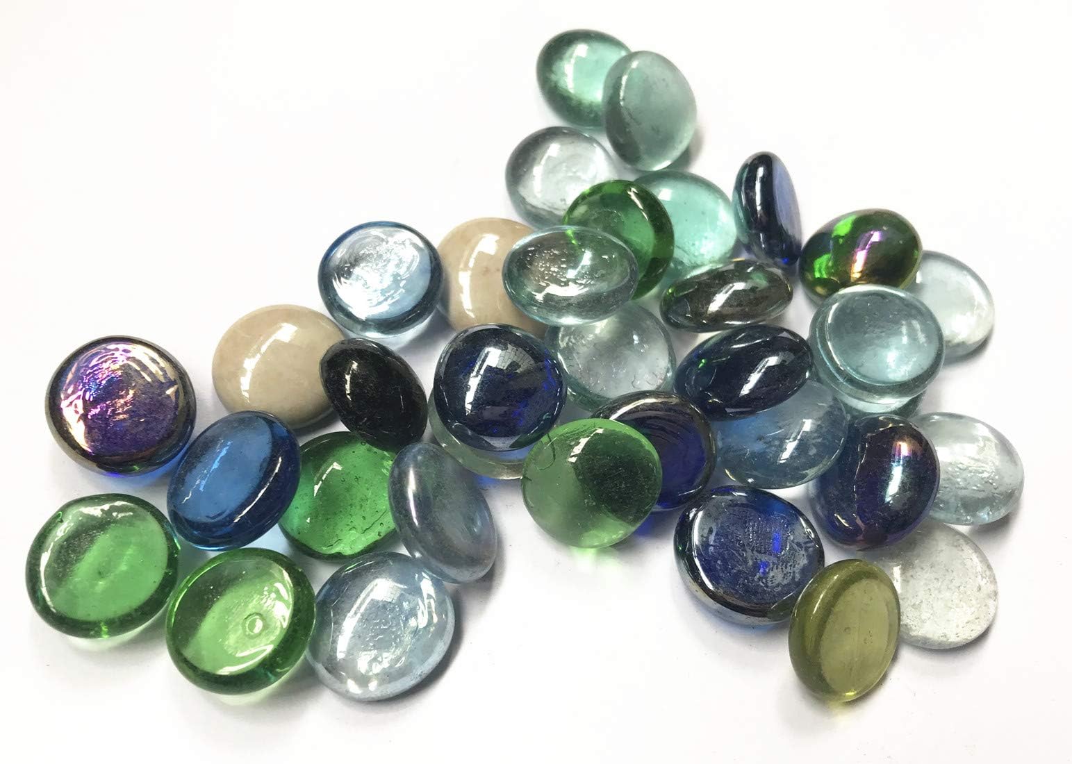 Flat Pebbles Marbles, 3 Lbs Glass Gems Stone for Vase Fillers, Wedding Table Scatter, Aquarium Fillers Decor, Party Decoration, Crystal Rocks (Approx 290 pcs)