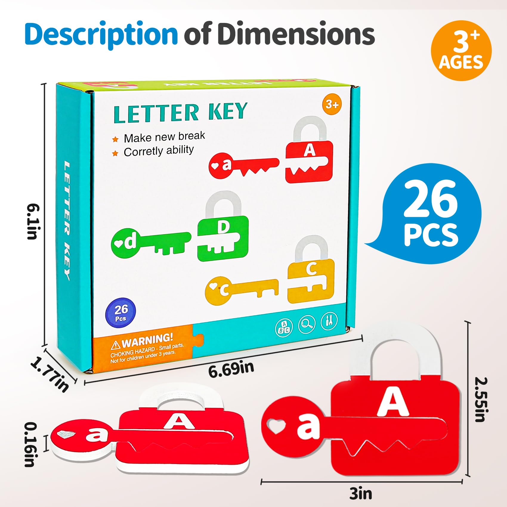Matching Letters Lock Toys with Uppercase Lowercase ABC Color Alphabet Learning Toys,Math Manipulatives for Preschool Alphabet Early learning activities Game Sets for Toddlers Kids 3 4 5 Years old - Image 3