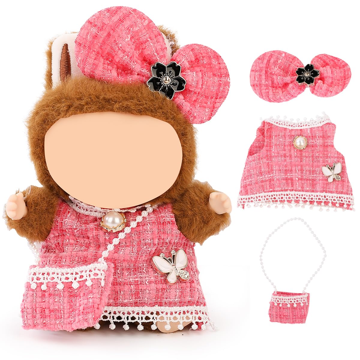 Vêtements Pour Poupée Labubu - Lot De 2 Tenues - Pour Poupée Debout/assise De 15/17 Cm - Jupe, Chapeau, Accessoires - 3