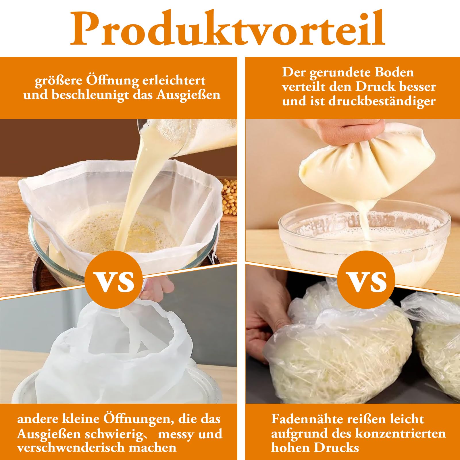 Sacchetti filtro per alimenti riutilizzabili per sacchetti di latte di noci 60-500Mesh per filtrare il latte di soia colino per Yogurt greco sacchetto di noci di latte per caffè freddo