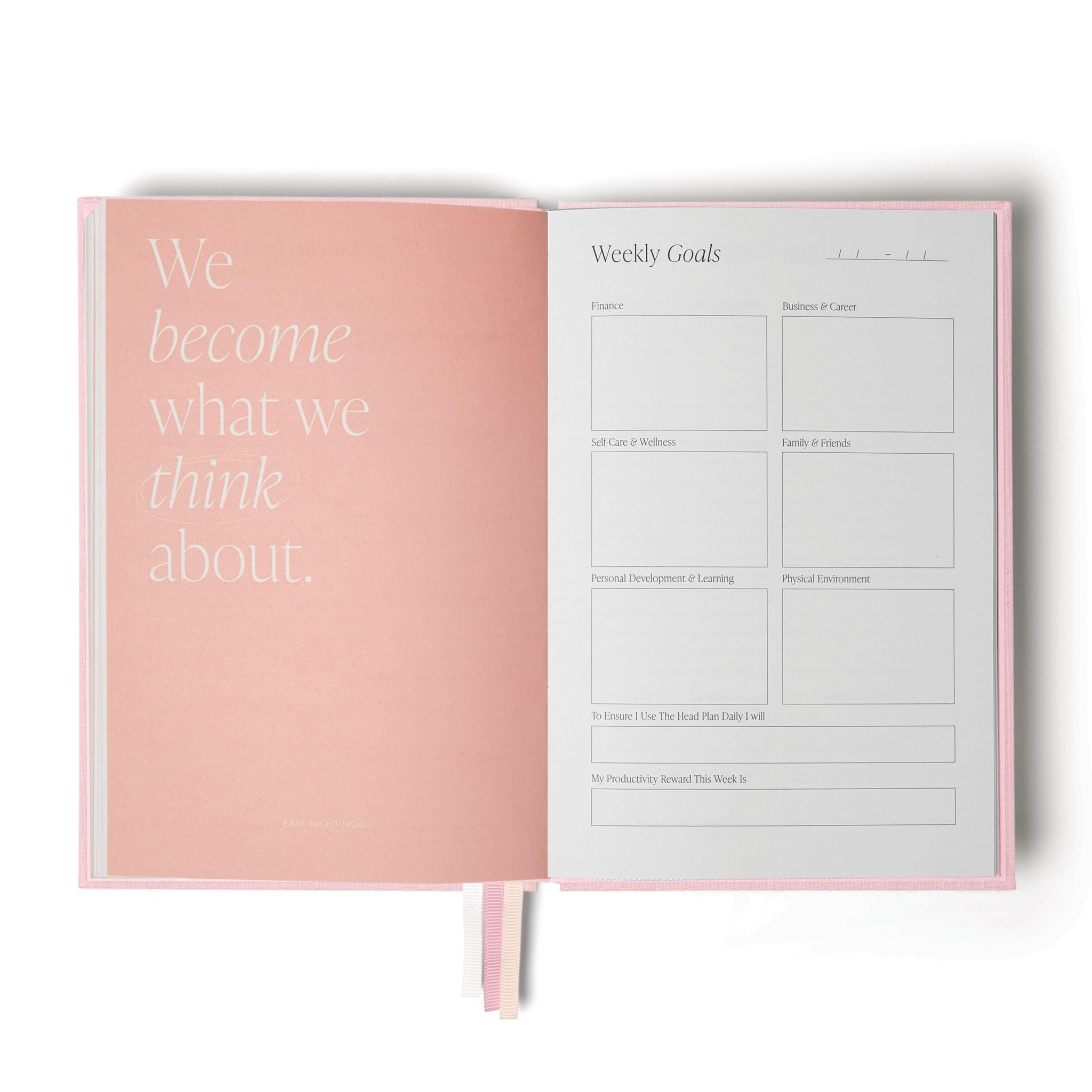 The Head Plan Journal | Wellness Journal | Undated Weekly and Daily Goal Setting Planner to Get Organised, Increase Productivity, Achieve Goals | Hardcover Self Care Journal | Soft Pink - Image 4