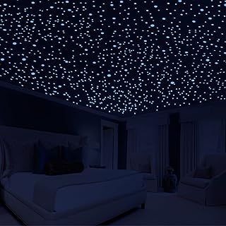 808 PCS Glow in The Dark Stars for Ceiling, Glowing Wall Decals Decor Stickers,(404 Pcs Green and 404 Sky Blue)3D Adhesive Dots Decor Starry Sky Decor for Kids Bedroom or Birthday Gift