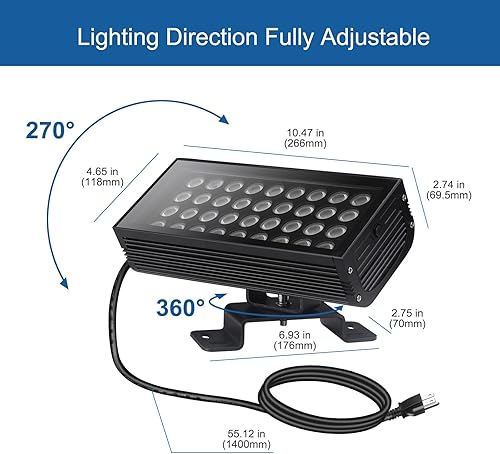 Miniatura 4 de Luces LED de pared RGBW 5000K cambio de color con control remoto RF, regulable 144W impermeable luz LED de inundación para iglesia, puente, hotel,