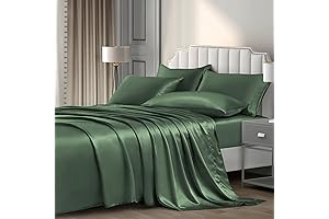 Subtle Shine, Luxurious Comfort: P Pothuiny Woodland Green Queen Satin Sheets
