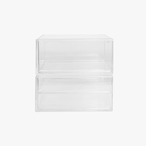 Miniatura 7 de Martha Stewart Brody - Paquete de 2 organizadores de escritorio, caja de un solo cajón y caja de 2 cajones, almacenamiento de plástico apilable para